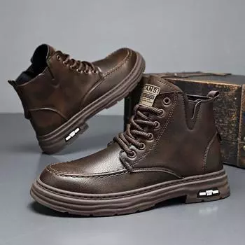 Роскошные мужские ботинки осень-зима ботильоны теплая мужская обувь кроссовки мужская теннисная обувь ботинки мужские кроссовки зимняя высокая обувь для мужчин 44 коричневый