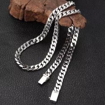 Роскошные мужские цепочки из стерлингового серебра 925 пробы, 8 мм, винтажное тайское серебро, байкерские ожерелья в стиле стимпанк, ювелирные изделия 55cm Long 86g