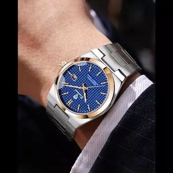 Роскошные мужские часы водонепроницаемые из нержавеющей стали кварцевые часы с датой повседневные деловые наручные часы стиль новые часы для мужчин синий/серебряный