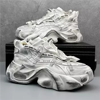 Роскошные мужские черные повседневные кроссовки, удобная обувь на платформе, мужские дизайнерские кроссовки, увеличивающие рост, мужская повседневная спортивная обувь 38 чёрный