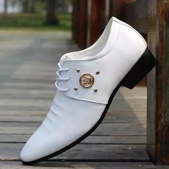 Роскошные мужские цветные туфли из искусственной кожи Мужская модная итальянская деловая обувь Sapato Social Masculino Zapatos De Hombre 37 белый