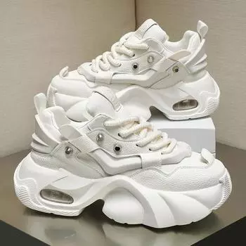 Роскошные мужские кроссовки 2025 года, новый тренд, брендовая повседневная обувь на платформе, дизайнерская обувь для скейтбординга, добавляющая высоты, вулканизированная обувь 39 белый
