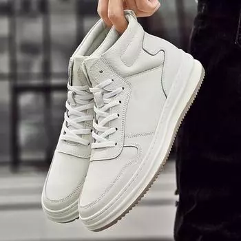 Роскошные мужские кроссовки, удобные мужские ботинки на шнуровке, высокие ботинки для мужчин, повседневные ботинки из натуральной кожи, минималистская обувь для мужчин 37