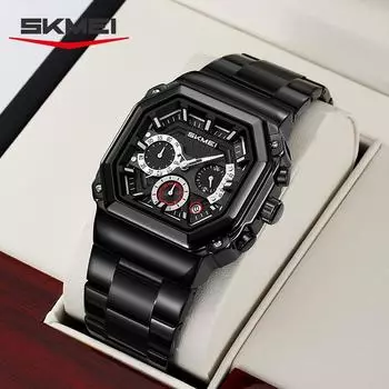 Роскошные мужские кварцевые наручные часы с многофункциональным хронографом, календарем, светящимися водонепроницаемыми модными часами Reloj Hombre синий