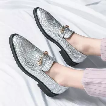 Роскошные мужские мокасины, туфли-лодочки, яркие золотистые кожаные туфли с острым носком, модные тенденции, повседневная обувь для ночного клуба, золотистая обувь для пожилых людей 38 синий