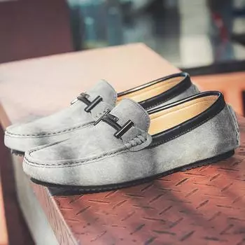 Роскошные мужские мокасины весна-осень из натуральной кожи замшевые туфли мужские туфли для вождения на плоской подошве повседневные мокасины без застежек дышащие балетки 38