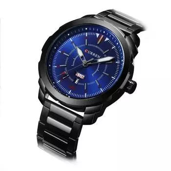 Роскошные мужские наручные часы из нержавеющей стали с кварцевым механизмом и календарем даты