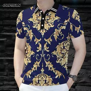 Роскошные мужские рубашки поло Рубашки поло с коротким рукавом Мужские топы с коротким рукавом большого размера Повседневные рубашки поло S