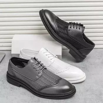 Роскошные мужские туфли дерби, броги, дышащие, модные, деловые, офисные, повседневные, свадебные, вечерние, кожаные туфли для мужчин 2024 Zapatos 38
