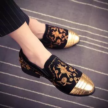 Роскошные мужские туфли для общения, модные замшевые кожаные туфли с вышивкой, мужские повседневные деловые туфли без застежек, большой размер 46, мужская обувь для вечеринок 38