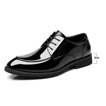 Роскошные мужские туфли из лакированной кожи с увеличенным ростом, стелька для увеличения верха 6 см/8 см, черные, формальные, деловые, свадебные, мужские туфли 37