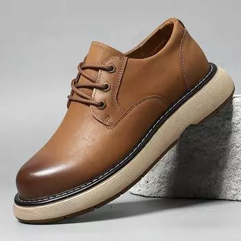 Роскошные мужские туфли ручной работы из кожи повседневные деловые туфли на платформе брендовые официальные туфли для вождения из натуральной кожи с круглым носком дизайнерские туфли 38 чёрный