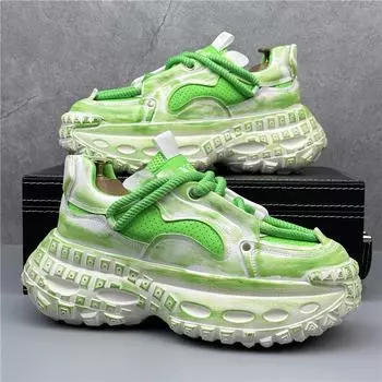 Роскошные мужские зеленые повседневные кроссовки, удобная обувь на платформе, мужские дизайнерские кроссовки, увеличивающие рост, мужская повседневная спортивная обувь 38 чёрный