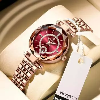 Роскошные наручные часы, элегантные водонепроницаемые браслеты из нержавеющей стали высокого качества, женские часы с бриллиантами, женские кварцевые часы коричневый