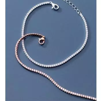 Роскошные настоящие 925 пробы стерлингового серебра модные простые ослепительные CZ цепи браслеты для женщин свадебные изящные ювелирные изделия S925 DA1715 розового золота