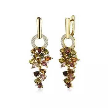 Роскошные натуральные разноцветные длинные серьги с турмалином, модный дизайн, подарок на годовщину, женские ювелирные изделия из стерлингового серебра 925 пробы жёлтый/красный