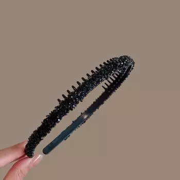 Роскошные нескользящие обручи для волос со стразами, женские эластичные обручи для волос с зубами для женщин, блестящие обручи для волос, аксессуары Size fits all