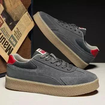 Роскошные новые мужские повседневные туфли на шнуровке на плоской подошве от дизайнера Muller из замши из натуральной кожи, удобные туфли для вождения, нескользящие, теннисные туфли для мужчин 39 серый