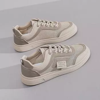 Роскошные новые сетчатые дышащие уличные кроссовки для бега по утрам 2024 года, женская модная тенденция, универсальная студенческая повседневная обувь, кроссовки 35 хаки