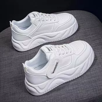 Роскошные новые высококачественные дышащие кроссовки для утреннего бега 2024 года, женские, толстая подошва, универсальные, повседневные кроссовки для сноуборда 35 бежевый