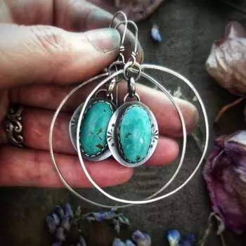 Роскошные новые женские серьги Большие круги Ретро модные женские серьги серебряный