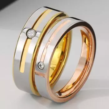 Роскошные обручальные кольца из розового золота с фианитами для женщин и мужчин из вольфрамовой стали, пара, юбилей, влюбленные, ювелирные изделия, аксессуары, подарки 6 золотой