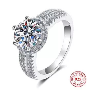 Роскошные обручальные кольца из стерлингового серебра S925 пробы для женщин, блестящее обручальное кольцо с цирконием, свадебные украшения 6 серебряный