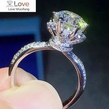 Роскошные обручальные кольца-пасьянсы для женщин, модные обручальные кольца с кристаллами, дизайн когтей, женские кольца AAA, ювелирные изделия с кубическим цирконием 6