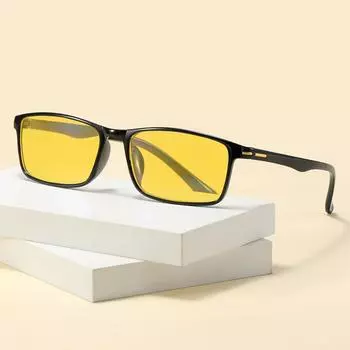 Роскошные очки ночного видения TR90 с защитой от синего света для мужчин и женщин UV400 для вождения на открытом воздухе чёрный/золотой