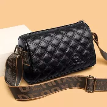 Роскошные однотонные сумки через плечо для женщин, высококачественная женская сумка-мессенджер, женская сумка-тоут чёрный