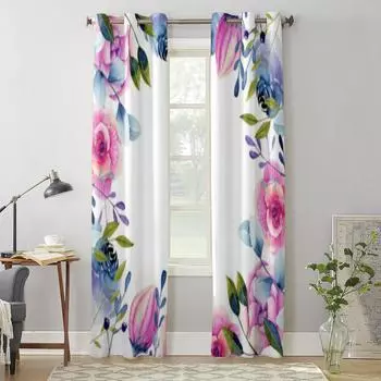 Роскошные оконные занавески с красными розами и пионами для гостиной, спальни, домашнего декора, кухни, оконные шторы 135W x 60H(cm) x1