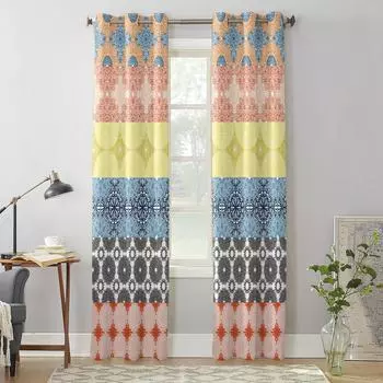 Роскошные оконные занавески в богемном этническом стиле для гостиной, спальни, домашнего декора, кухни, оконные шторы 135W x 60H(cm) x1