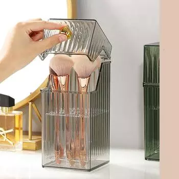 Роскошные органайзеры для макияжа Настольный ящик для хранения кистей для макияжа с крышкой Держатель для губной помады для макияжа Коробка для хранения косметики Органайзер зелёный