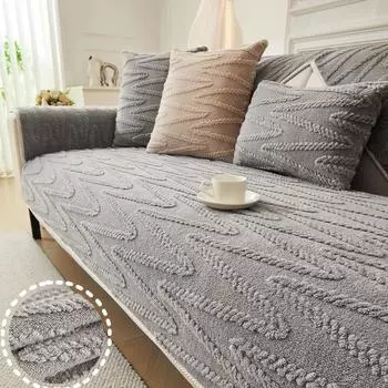 Роскошные плюшевые чехлы для сидений дивана из жаккарда, однотонные зимние теплые чехлы для дивана, защитная накладка для дивана, декоративная нескользящая подушка для дивана 70x70 A