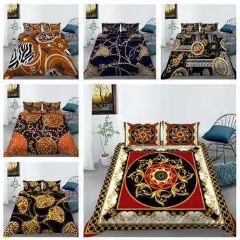 Роскошные постельные принадлежности для женщин, двуспальная кровать, пуховый пододеяльник, наволочка, 2/3 шт., 3D-печатный мягкий быстросохнущий чехол, домашний текстиль, подарок DE 100x135cm