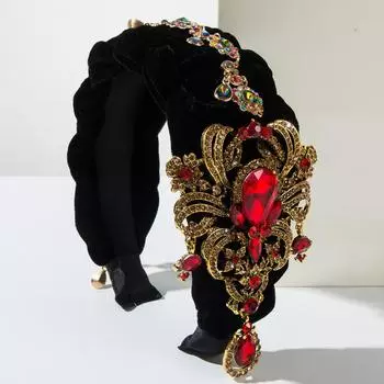 Роскошные повязки на голову для тяжелой промышленности, фланелевые плетеные «хворост», аксессуары для волос, женская повязка на голову с кристаллами, цветком, кисточкой и цепочкой