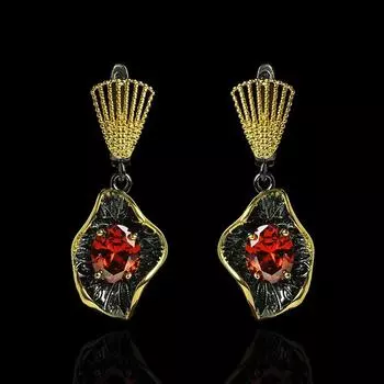 Роскошные преувеличенные рубиновые серьги для женщин, высококачественные черные и золотые серьги, подарок на годовщину, вечерние украшения разноцветный
