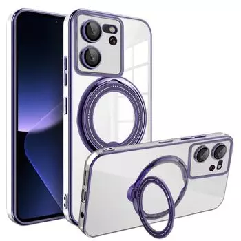 Роскошные прозрачные чехлы с магнитным кольцом Magsafe для беспроводной зарядки для Xiaomi 11T 12T Mi 13T Pro, защитное покрытие для объектива, чехол из ТПУ For Xiaomi 11T фиолетовый