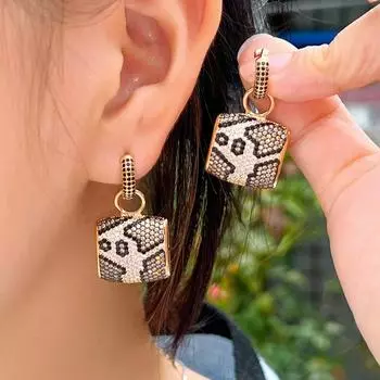 Роскошные разноцветные серьги-кольца CMM с леопардовым цирконием и змеей в форме Huggies, серьги-подвески для женщин, вечерние ювелирные изделия золотой