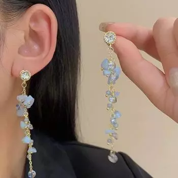 Роскошные ретро-серьги с геометрическим рисунком и инкрустацией стразами и цирконом, длинные геометрические серьги с кисточками, женские