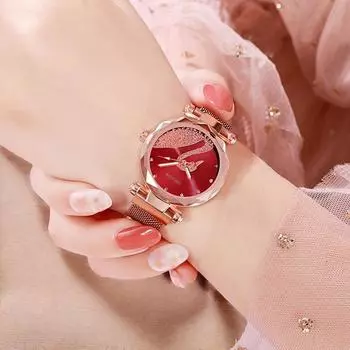 Роскошные романтические инкрустированные часы Swan женские дизайнерские кварцевые часы с браслетом женские тонкие стальные магнитные застежки повседневные наручные часы красный