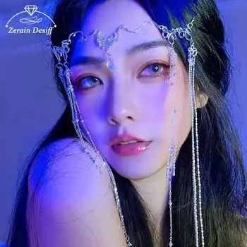 Роскошные романтические свадебные стразы с бахромой, цепочка на лоб, блестящие кристаллы, рождественский головной убор, свадебные аксессуары, ювелирные изделия, подарки