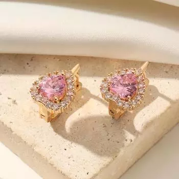 Роскошные розовые серьги-кольца в форме сердца для женщин, серьги с кубическим цирконием, ювелирные изделия, аксессуары для свадебной вечеринки розовый