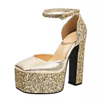 Роскошные сандалии, женские дизайнерские летние новые блестящие туфли с квадратным носком для женщин 37