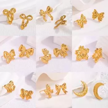 Роскошные серьги-бантики из нержавеющей стали в корейском стиле для женщин ER100