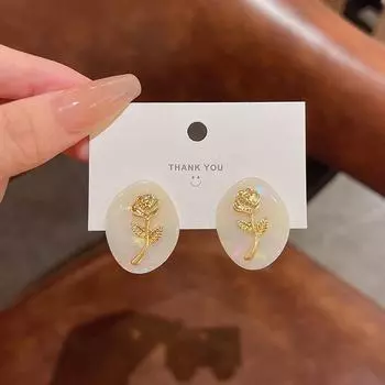 Роскошные серьги-цветы из серебра 925 пробы с французской капельной глазурью для женщин золотой