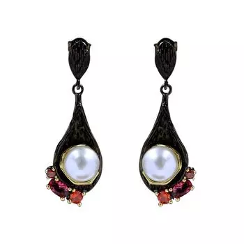 Роскошные серьги для женщин, ретро-серьги с цирконием, полые капли воды, ювелирные изделия из черного золота для посещения коктейлей as shown чёрный