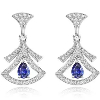 Роскошные серьги-гвоздики грушевидной огранки с аквамарином и сапфиром, курдум, серебро 925 пробы, подарок на годовщину, ювелирные изделия