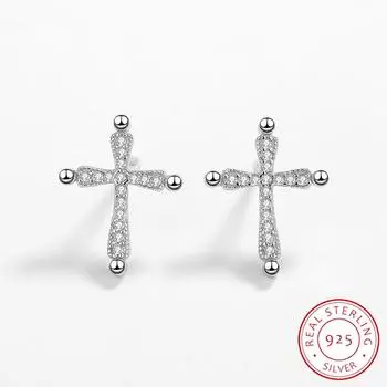 Роскошные серьги-гвоздики с четырьмя шариками и крестами S925, серебряные серьги для женщин, круглые оригинальные серьги из стерлингового серебра, подарок на помолвку, ювелирные изделия из стерлингового серебра, вечерние украшения серебряный