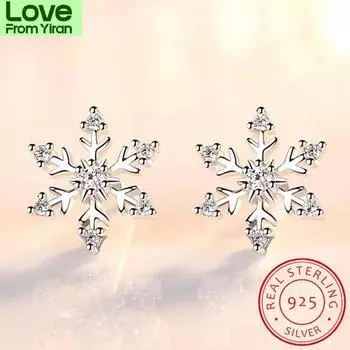 Роскошные серьги-гвоздики в виде снежинок для женщин, серьги из стерлингового серебра 925 пробы, серьги Boucle Of Oreille S-E582